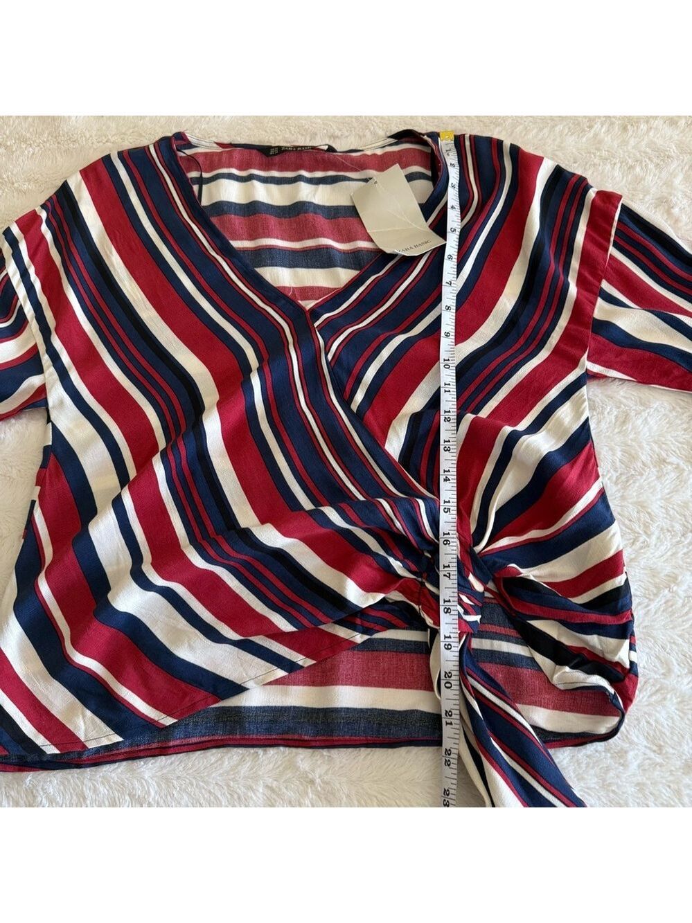 ZARA Striped V-Neck Top - Picture 11 of 13